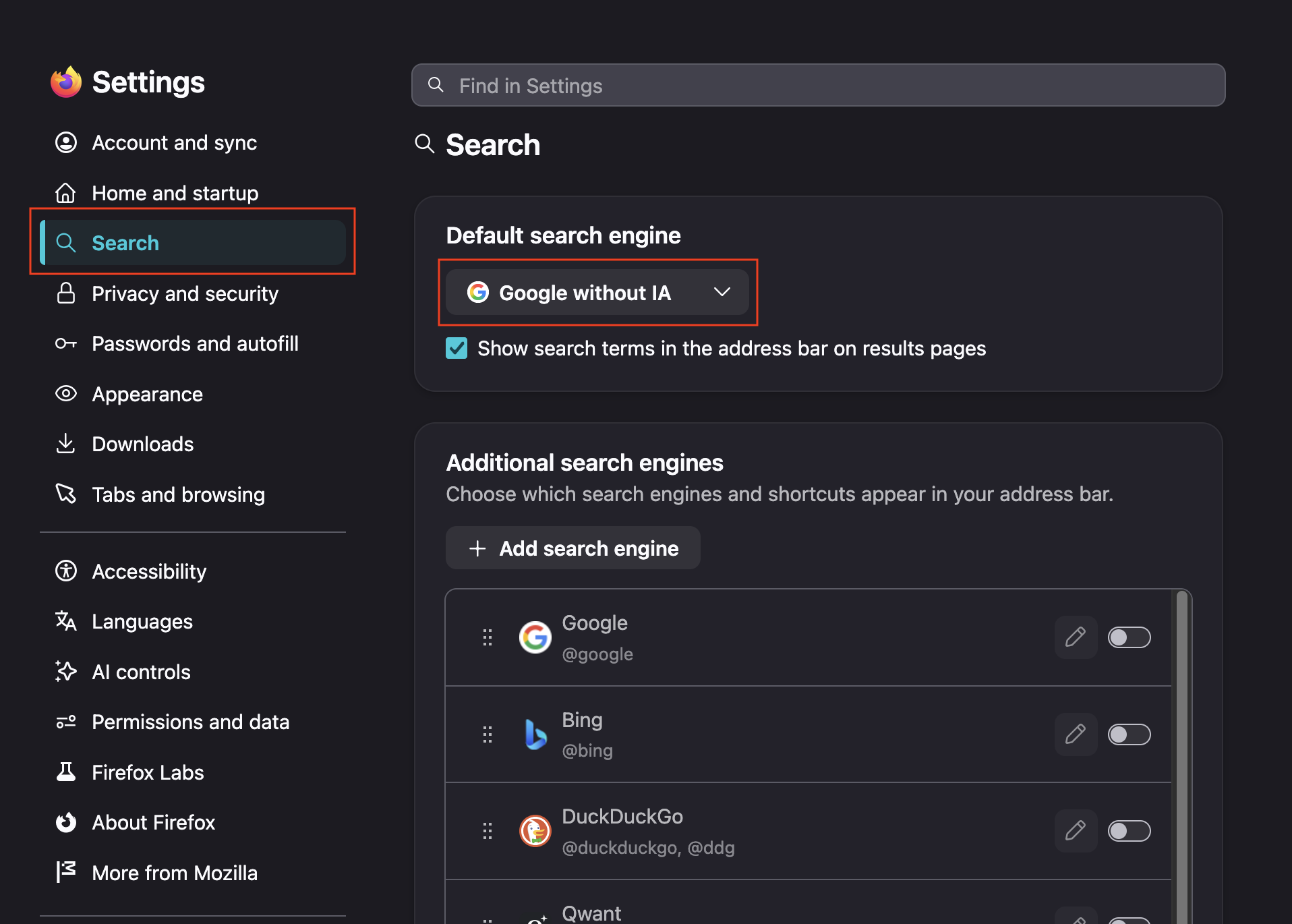 Setting Google without AI as your default search engine